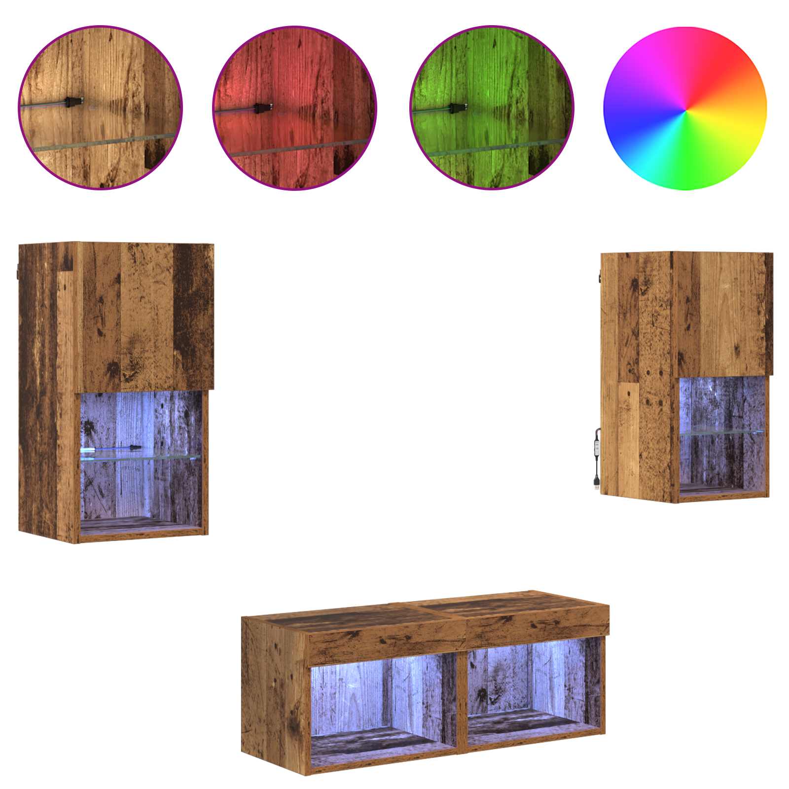 Gabinetes de pared para TV 4 pcs Madera Vieja