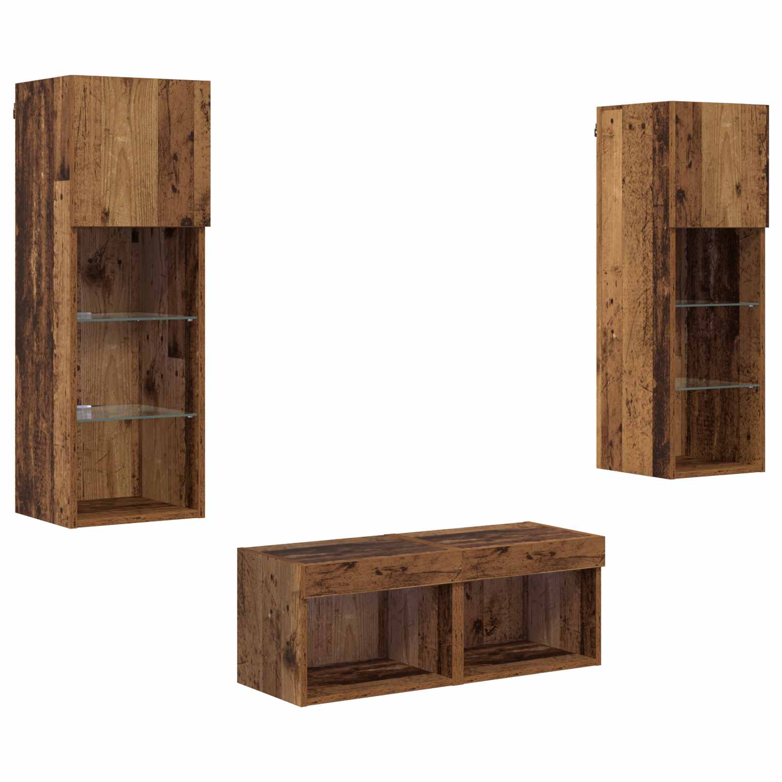 Gabinetes de pared para TV 4 pcs Roble artesanal