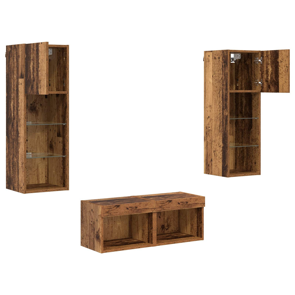 Gabinetes de pared para TV 4 pcs Roble artesanal