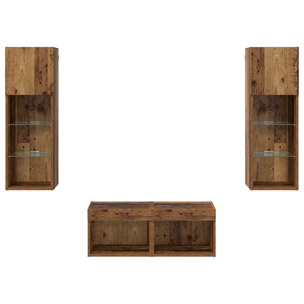 Gabinetes de pared para TV 4 pcs Roble artesanal