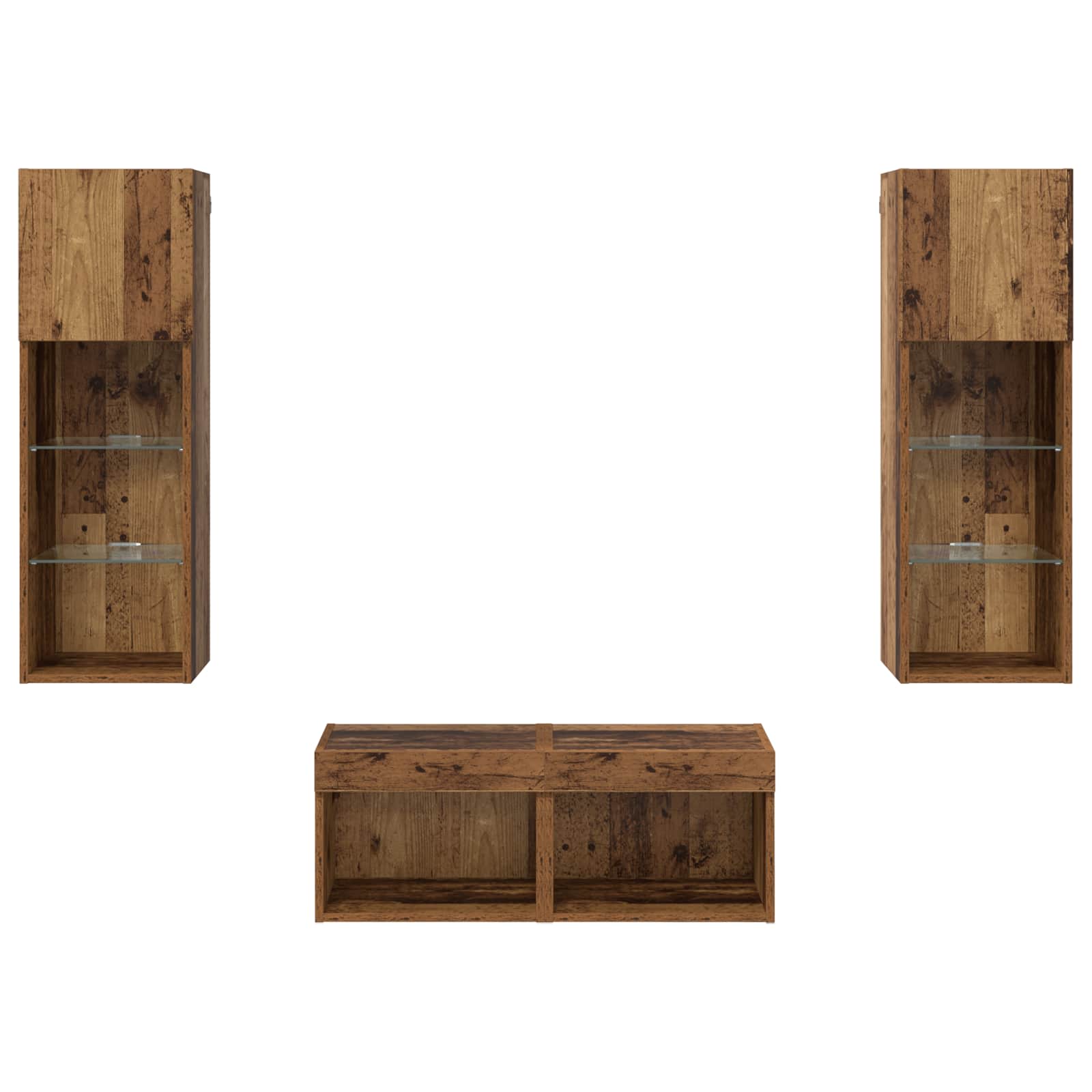 Gabinetes de pared para TV 4 pcs Roble artesanal