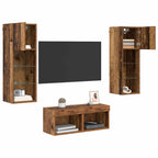 Gabinetes de pared para TV 4 pcs Roble artesanal