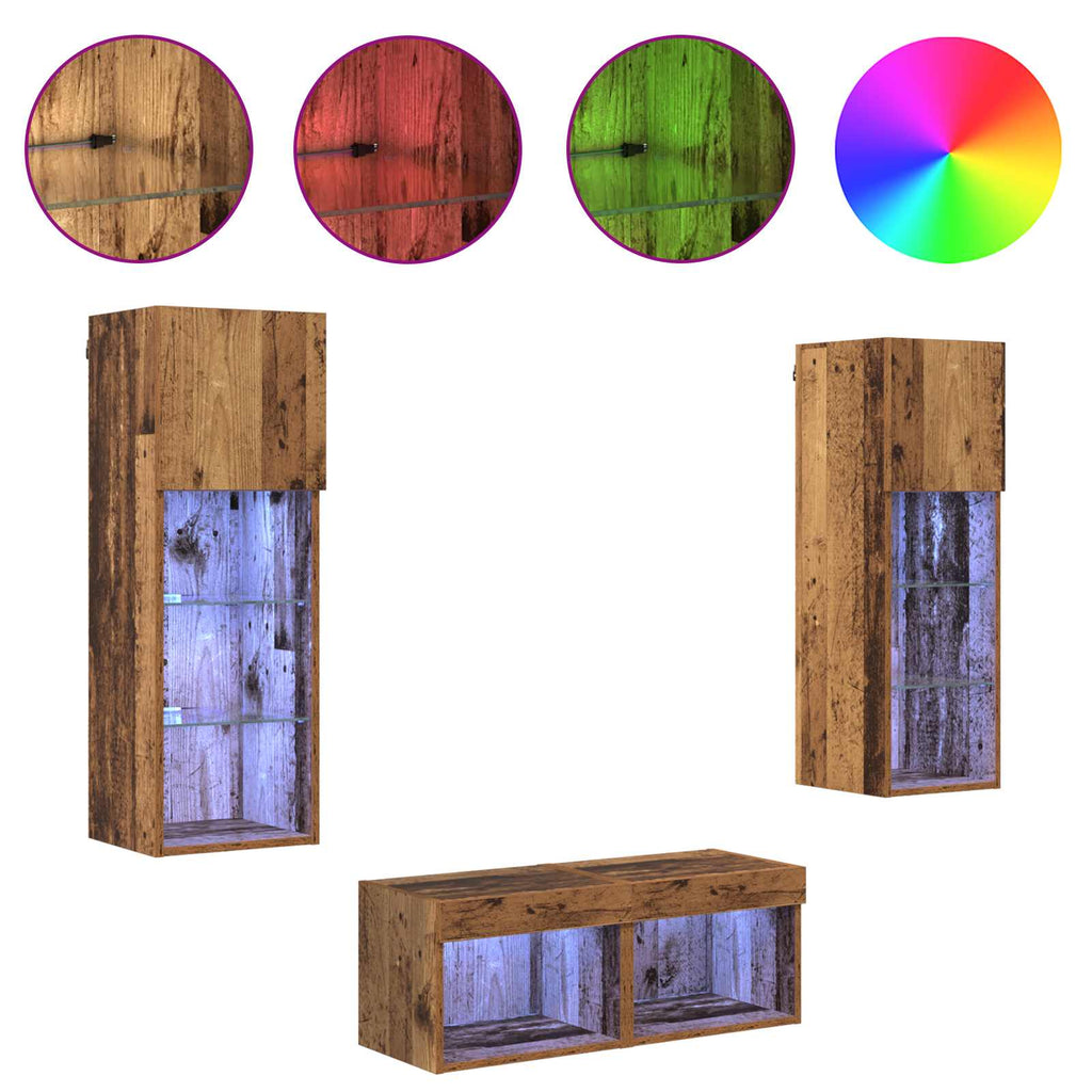 Gabinetes de pared para TV 4 pcs Roble artesanal