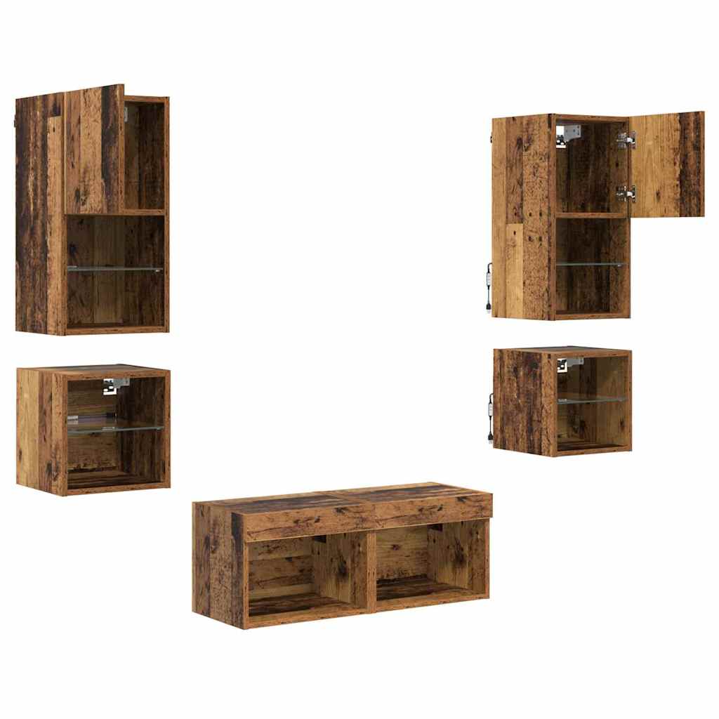 Unidades de pared para TV 8 pcs Madera vieja