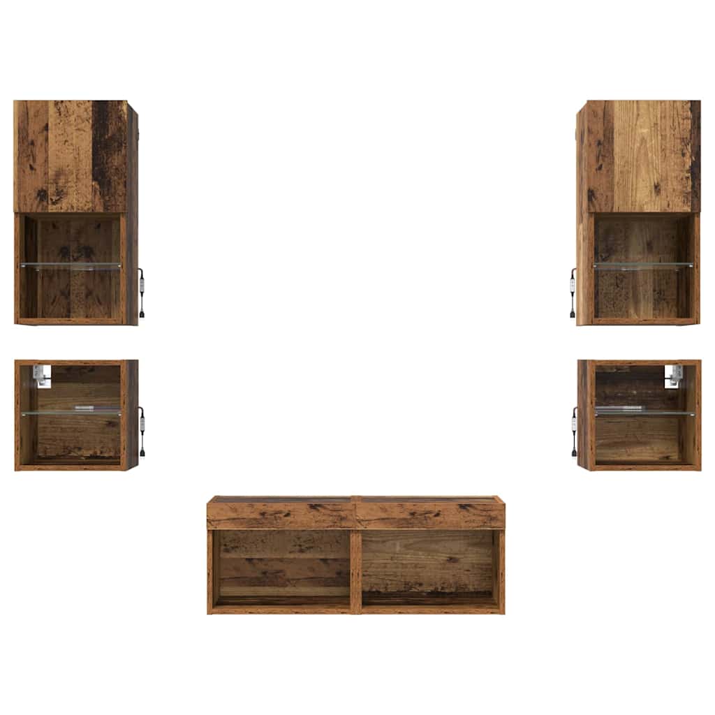 Unidades de pared para TV 8 pcs Madera vieja