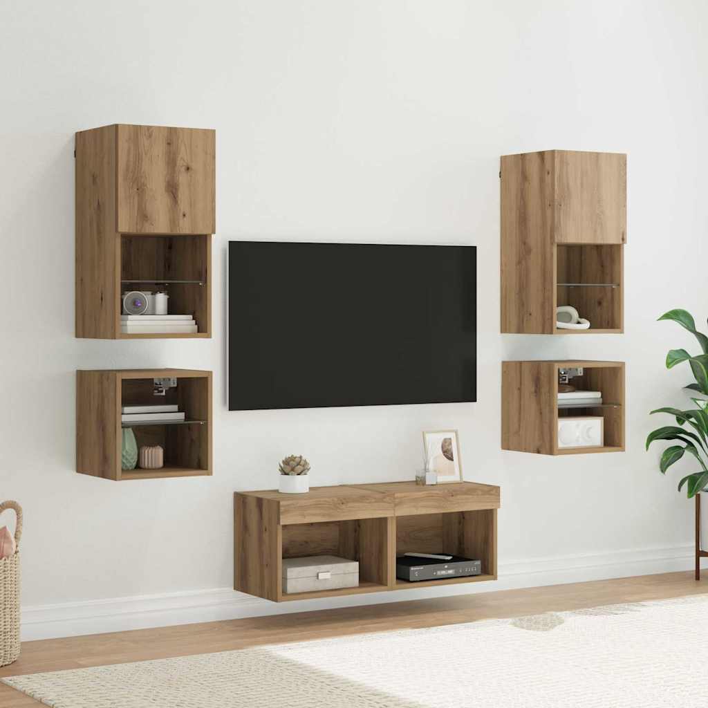 Unidades de pared para TV 8 pcs Madera vieja