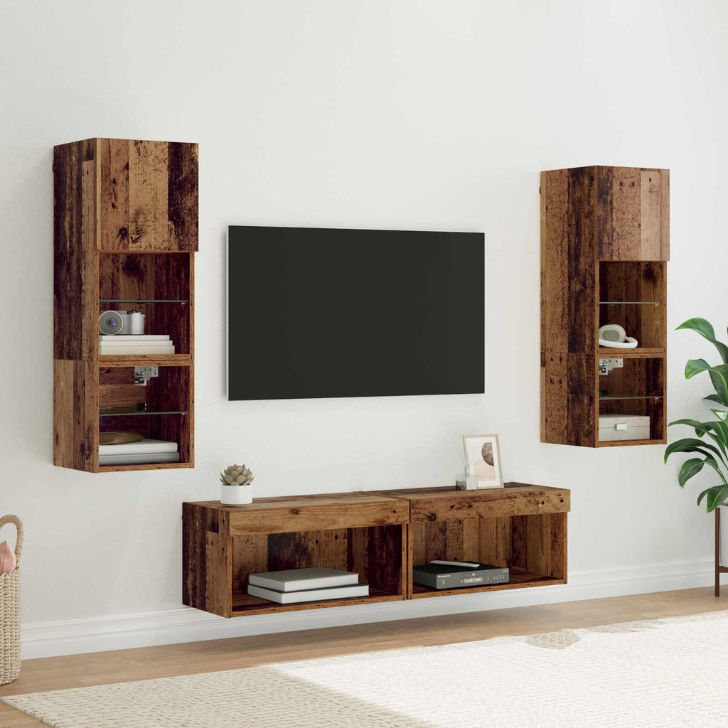 Unidad de Pared para TV 6 pcs Madera envejecida