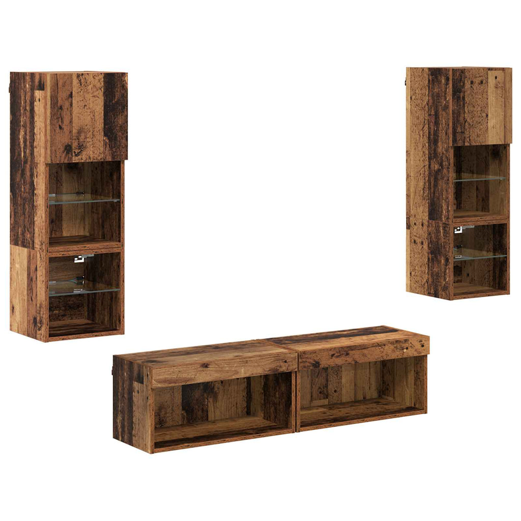 Unidad de Pared para TV 6 pcs Madera envejecida