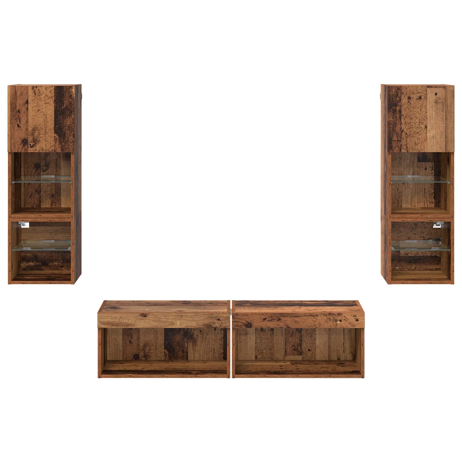 Unidad de Pared para TV 6 pcs Madera envejecida