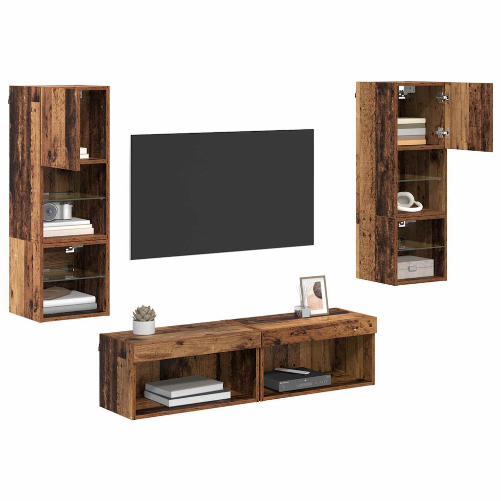 Unidad de Pared para TV 6 pcs Madera envejecida