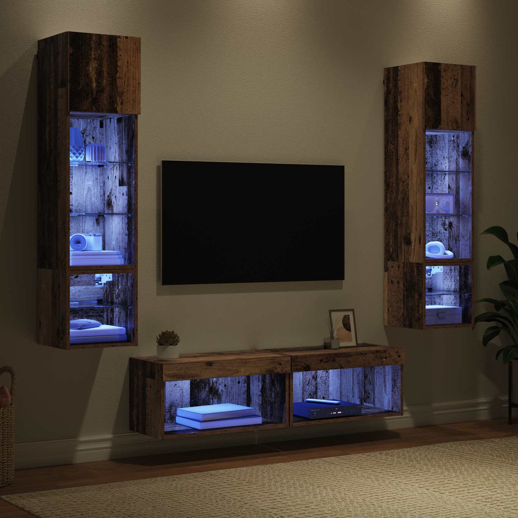 Unidad de Pared para TV 6 pcs Madera envejecida