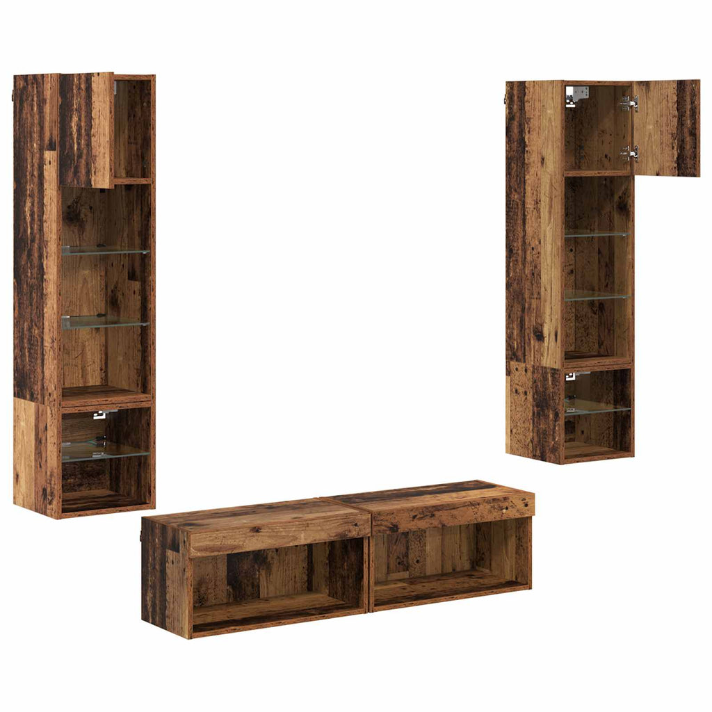 Unidad de Pared para TV 6 pcs Madera envejecida