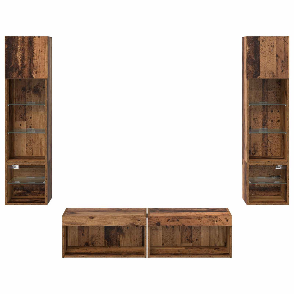 Unidad de Pared para TV 6 pcs Madera envejecida