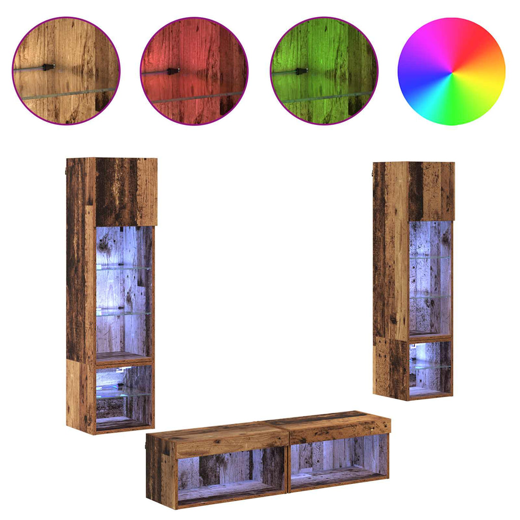 Unidad de Pared para TV 6 pcs Madera envejecida