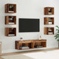 Mueble de TV con cajón 8 pcs Madera envejecida Cristal