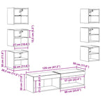 Mueble de TV con cajón 8 pcs Madera envejecida Cristal