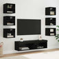 Mueble de TV con cajón 8 pcs Madera envejecida Cristal