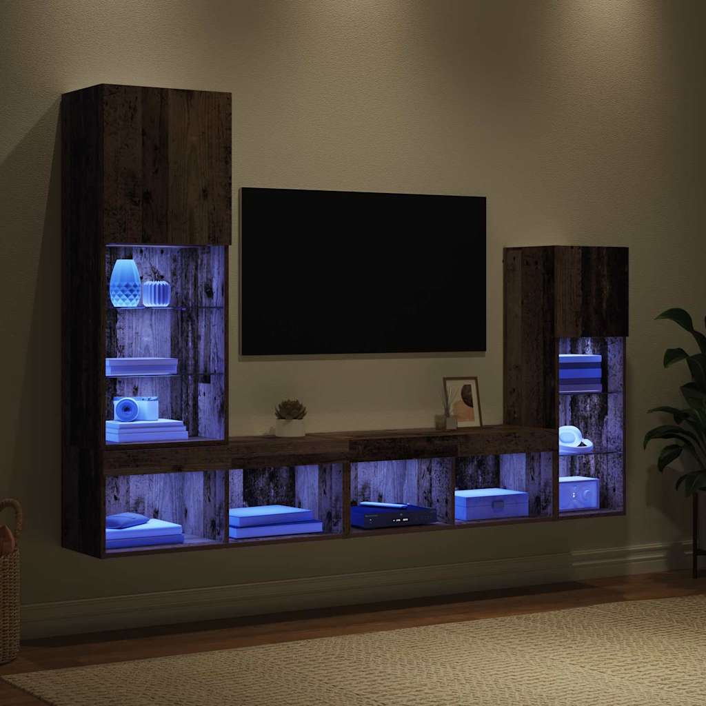 Unidades de pared para TV 4 pcs Madera vieja