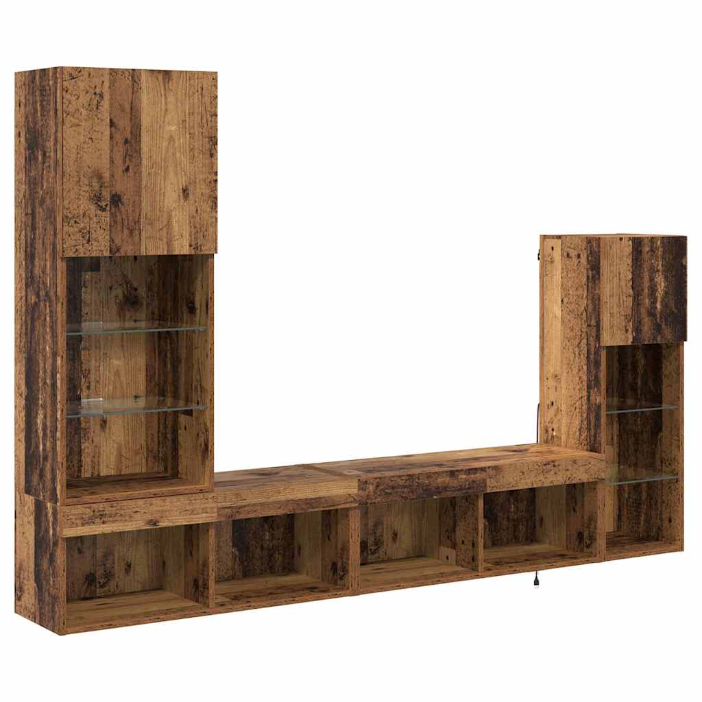 Unidades de pared para TV 4 pcs Madera vieja