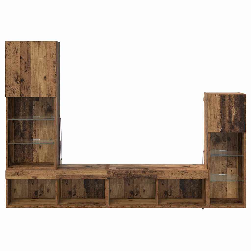 Unidades de pared para TV 4 pcs Madera vieja