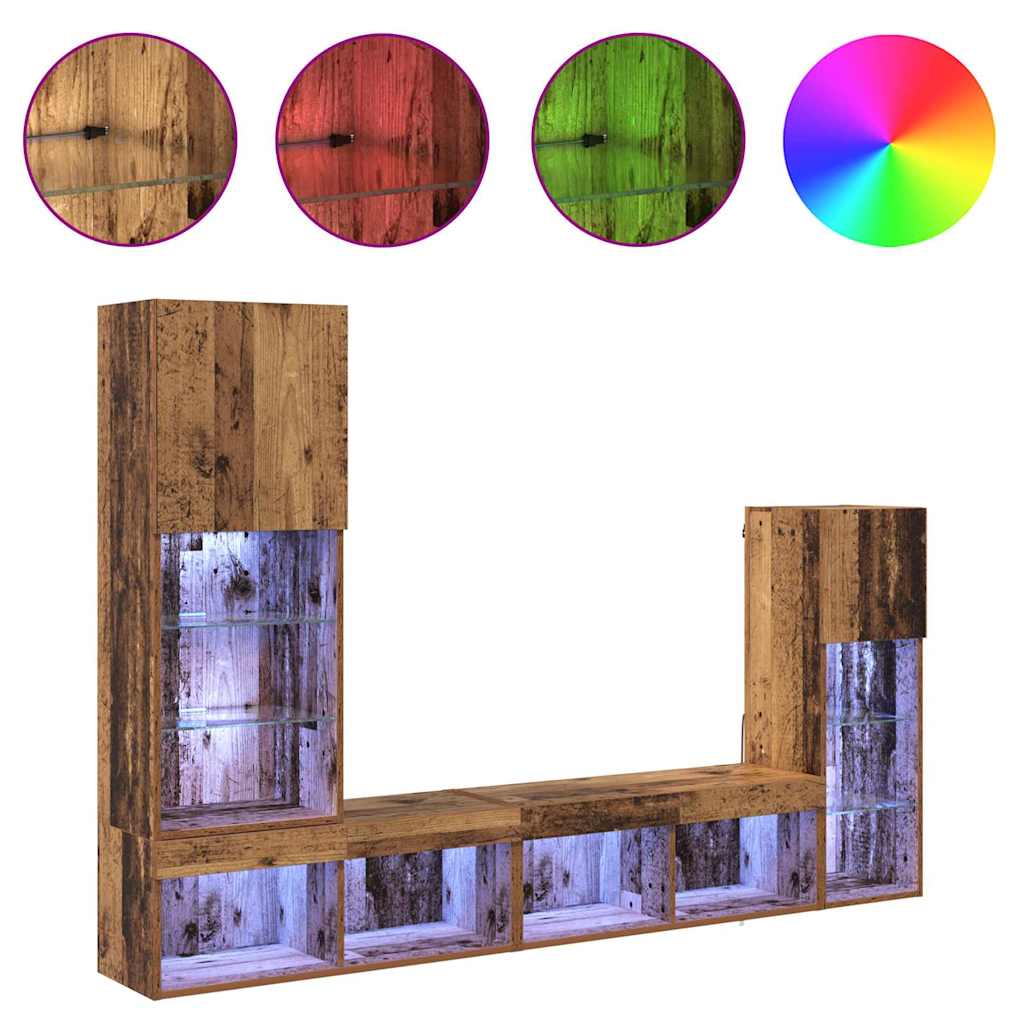 Unidades de pared para TV 4 pcs Madera vieja