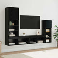 Unidades de pared para TV Montaje en la pared 4 pcs Roble Negro