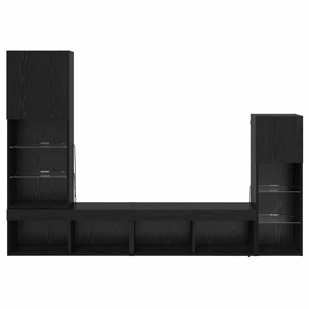 Unidades de pared para TV Montaje en la pared 4 pcs Roble Negro