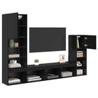 Unidades de pared para TV Montaje en la pared 4 pcs Roble Negro