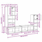 Unidades de pared para TV Montaje en la pared 4 pcs Roble Negro
