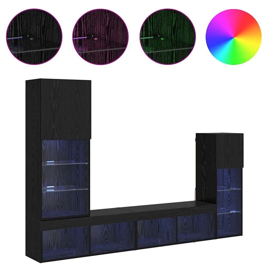 Unidades de pared para TV Montaje en la pared 4 pcs Roble Negro