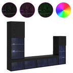 Unidades de pared para TV Montaje en la pared 4 pcs Roble Negro