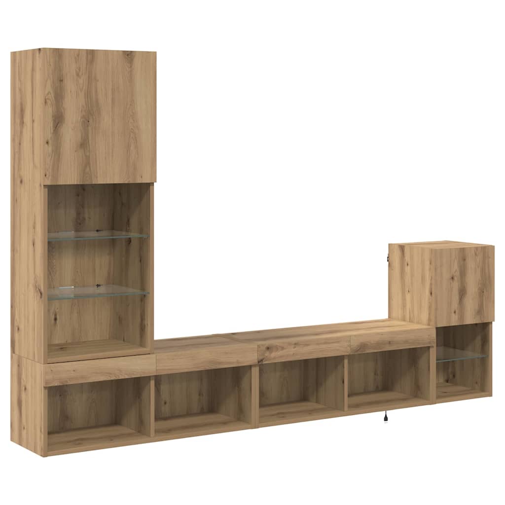 Unidades de pared para TV Roble artesanal Madera contrachapada