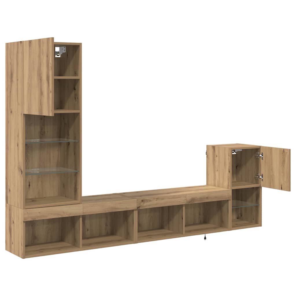 Unidades de pared para TV Roble artesanal Madera contrachapada