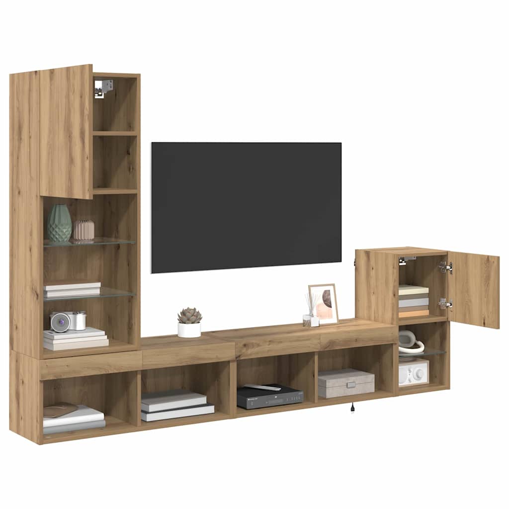 Unidades de pared para TV Roble artesanal Madera contrachapada