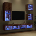 Unidades de TV de Pared con LED 5 pcs Madera Vieja