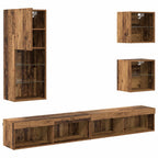 Unidades de TV de Pared con LED 5 pcs Madera Vieja