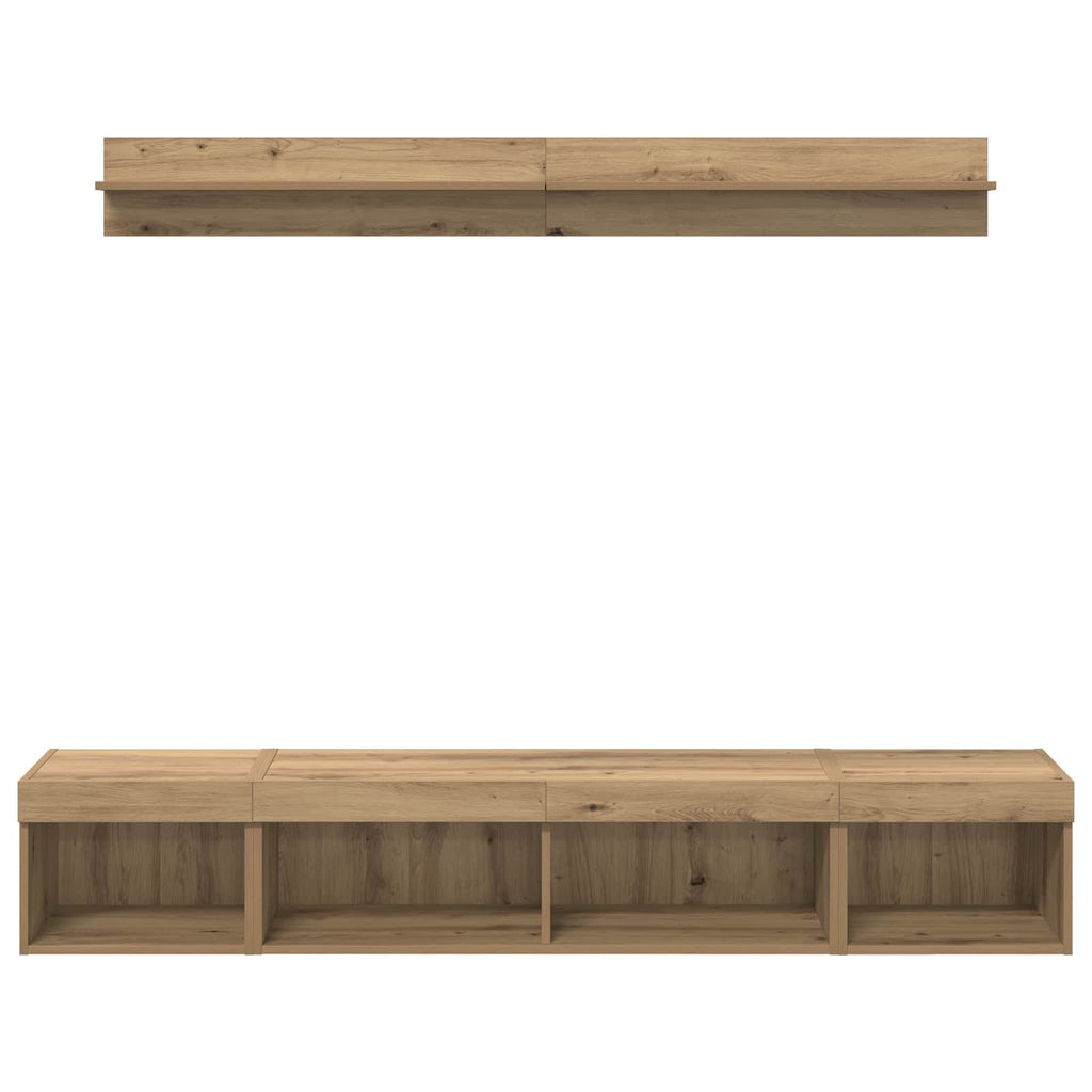 Conjunto de mueble para TV de pared 5 pcs Roble artesanal