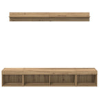 Conjunto de mueble para TV de pared 5 pcs Roble artesanal