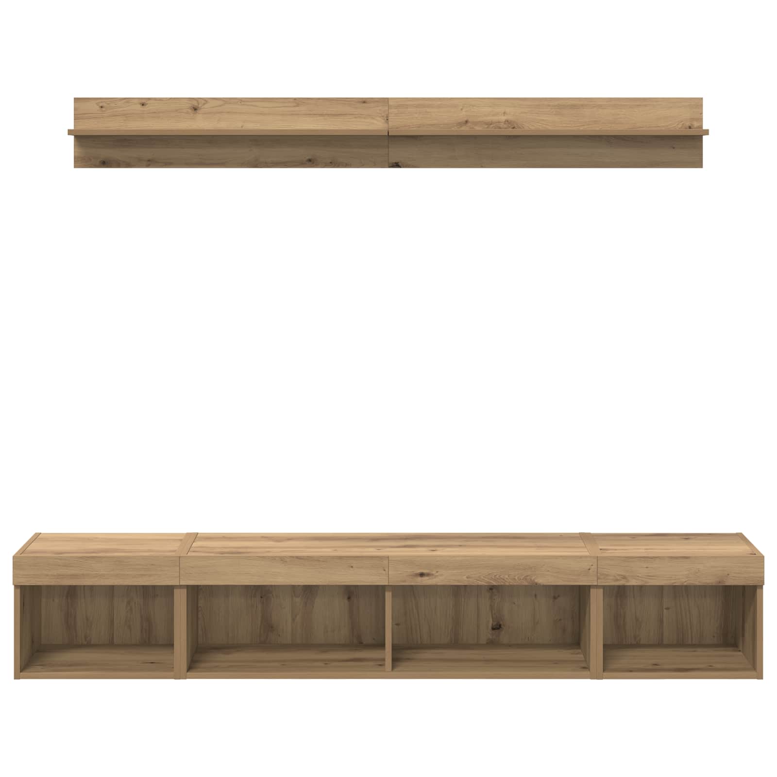 Conjunto de mueble para TV de pared 5 pcs Roble artesanal
