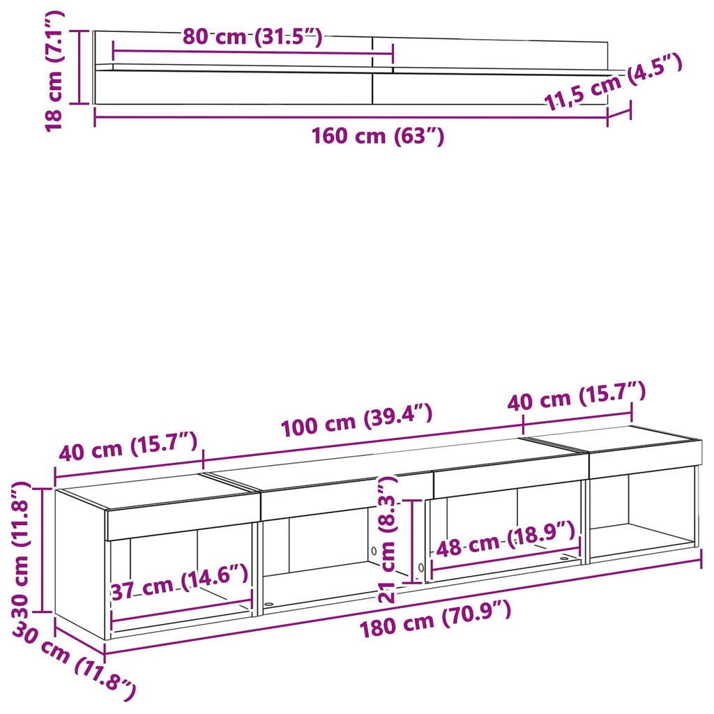 Conjunto de mueble para TV de pared 5 pcs Roble artesanal