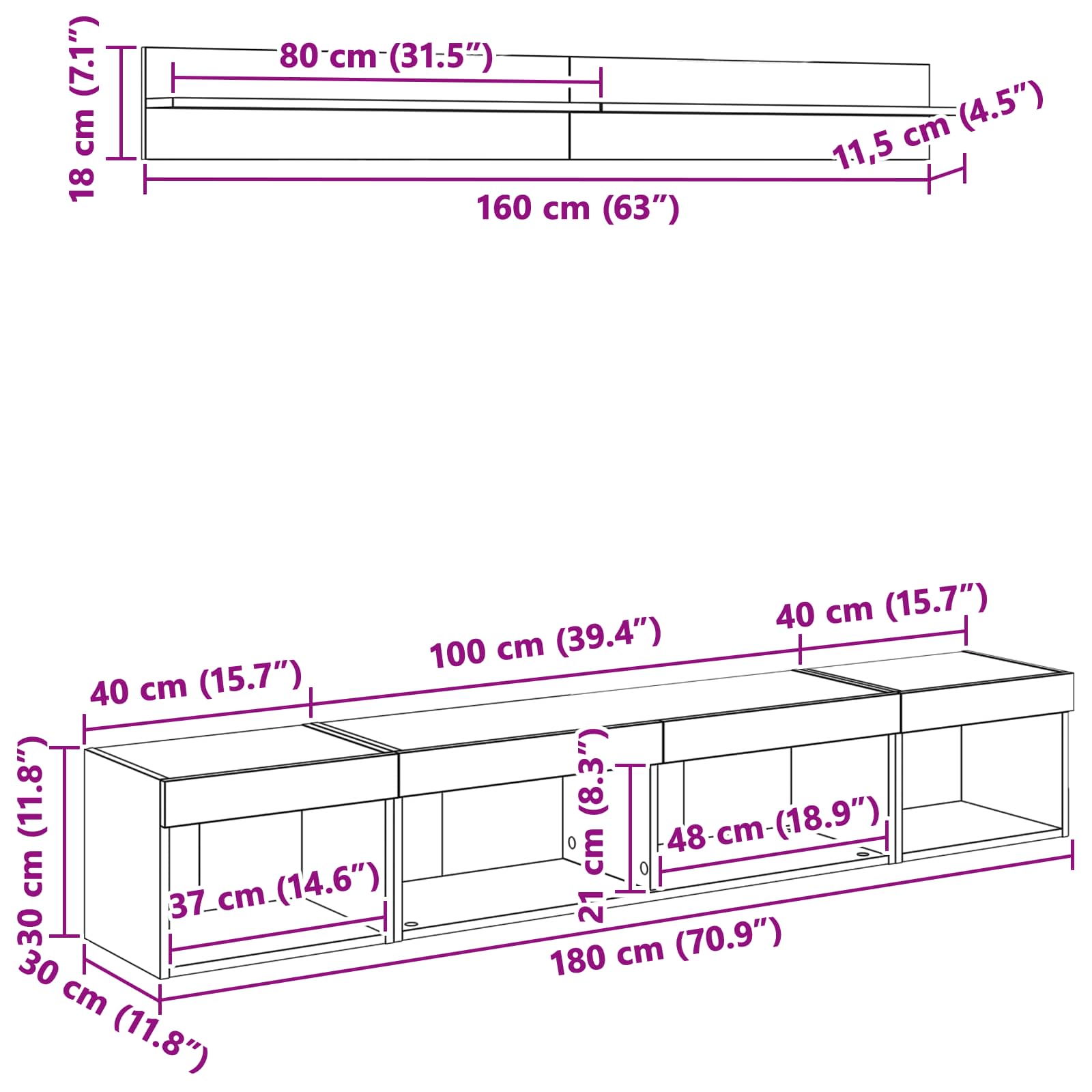 Conjunto de mueble para TV de pared 5 pcs Roble artesanal