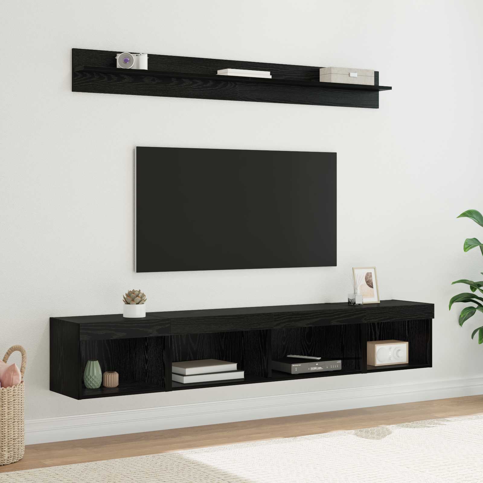 Conjunto de mueble para TV de pared 5 pcs Roble artesanal