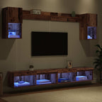 Unidades de TV de Pared con LED con LED 6 pcs Madera vieja