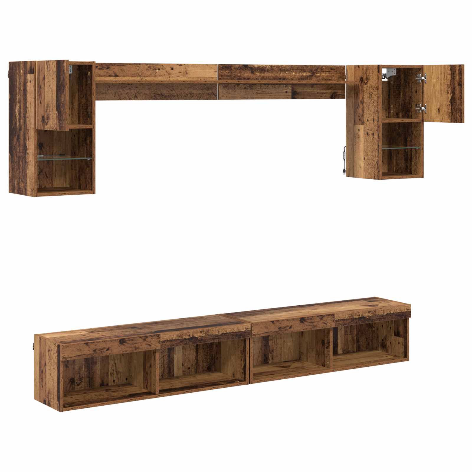 Unidades de TV de Pared con LED con LED 6 pcs Madera vieja