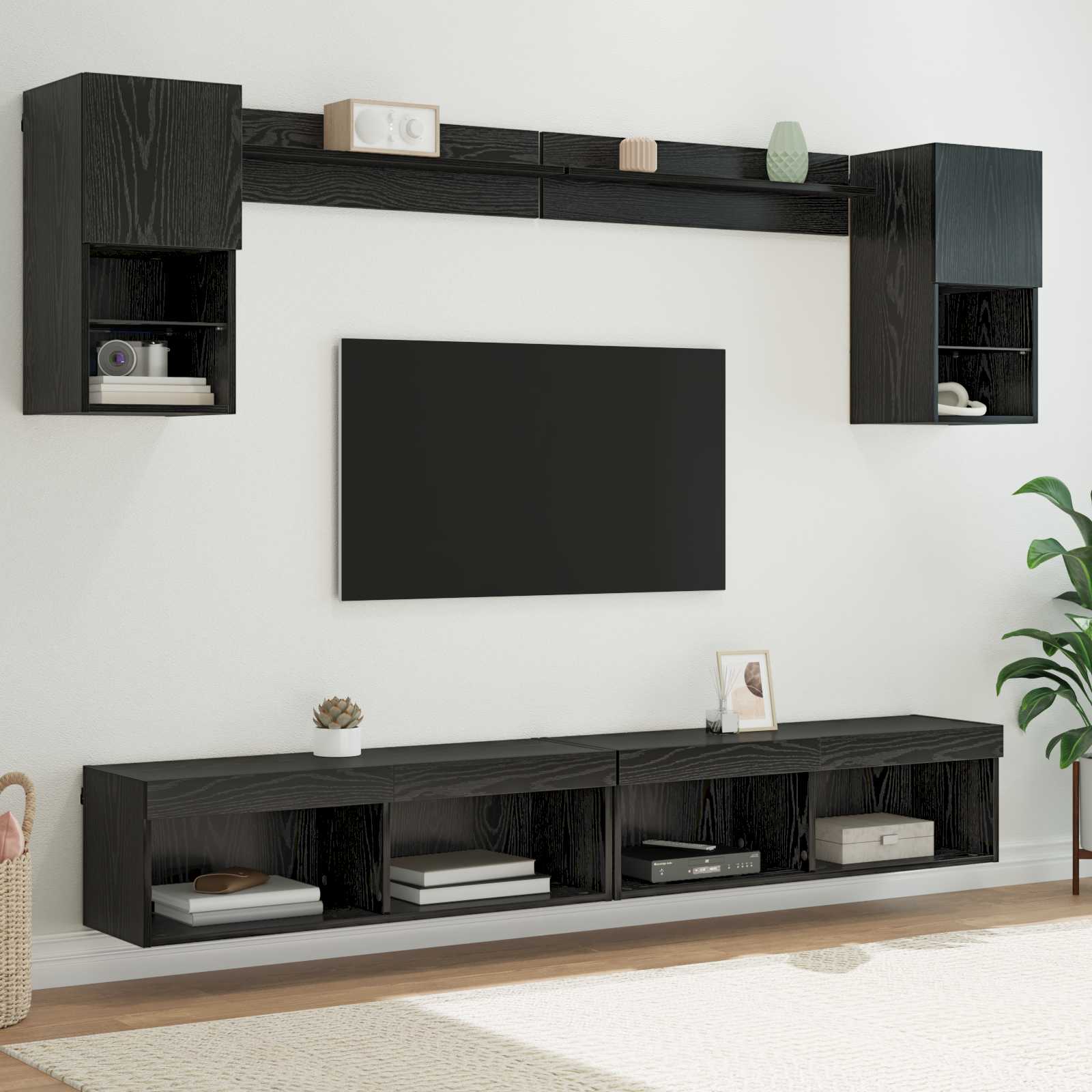 Móveis de TV de Parede com LED 6 pcs Madeira velha