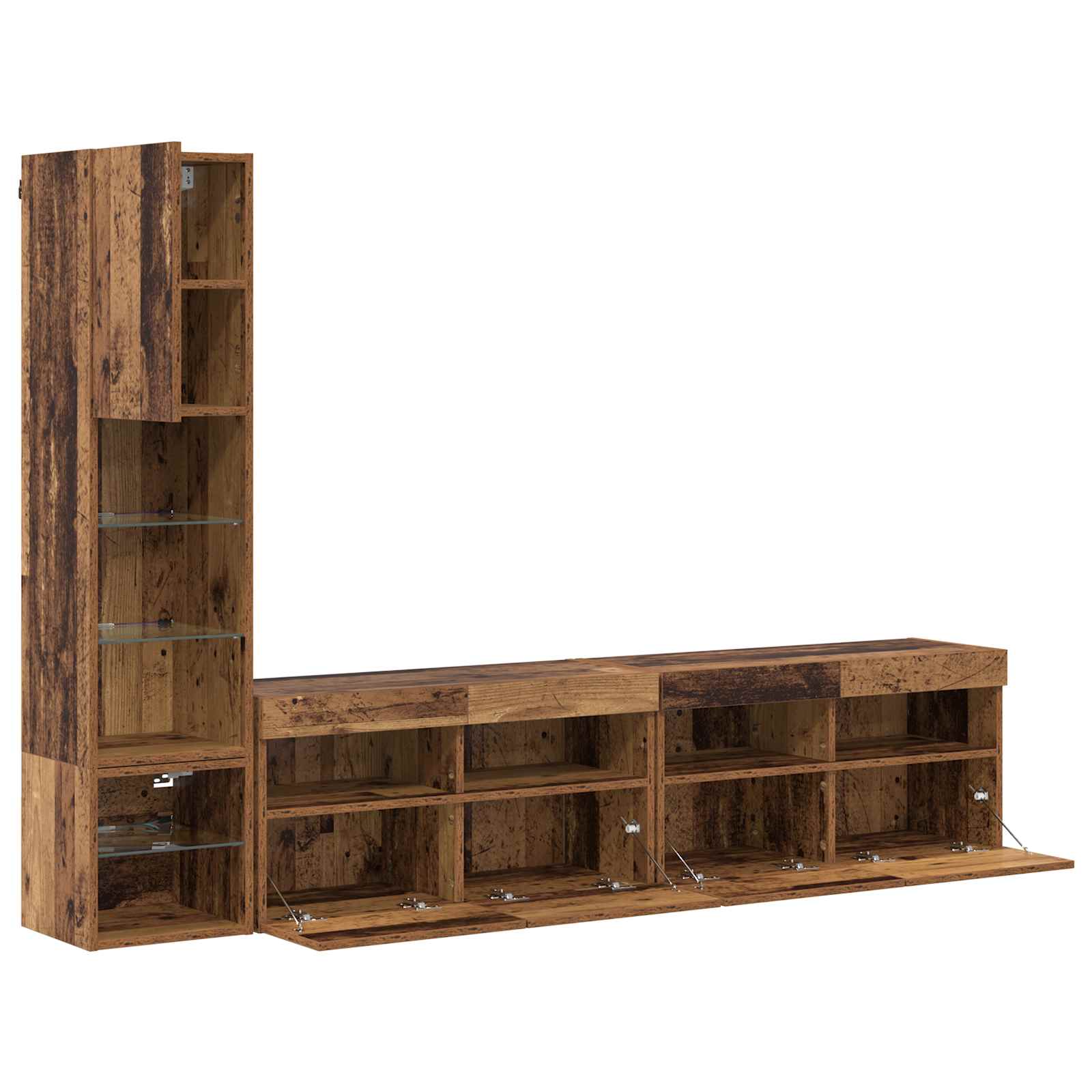 Unidad de Pared para TV 4 pcs Madera vieja Madera de ingeniería