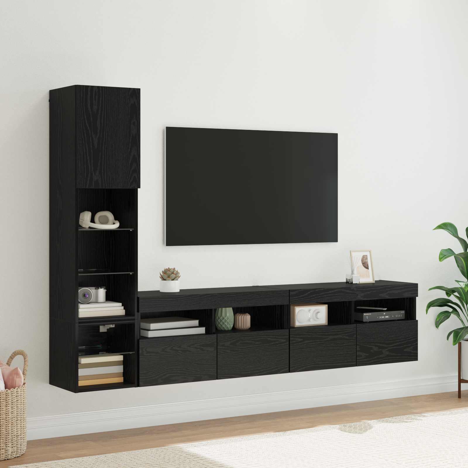 Unidad de Pared para TV 4 pcs Madera vieja Madera de ingeniería