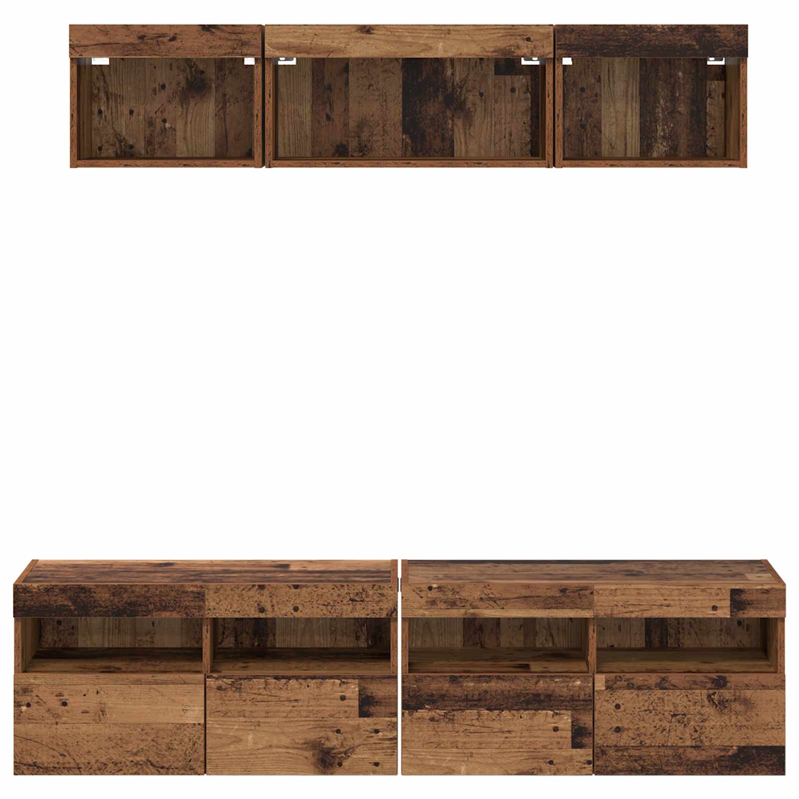 Unidades de TV de Pared con LED con LED 5 pcs Madera Vieja