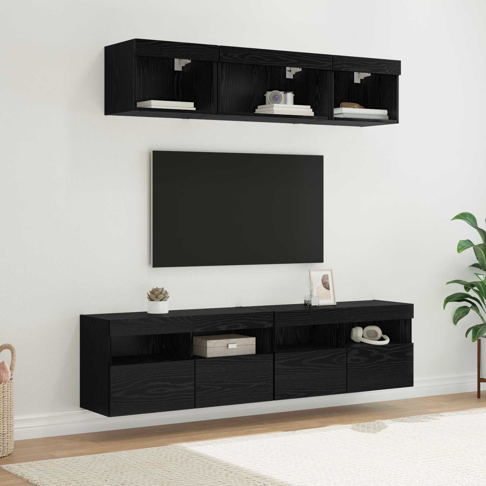 LED Wall TV Units with LED 5 pcs Old Wood