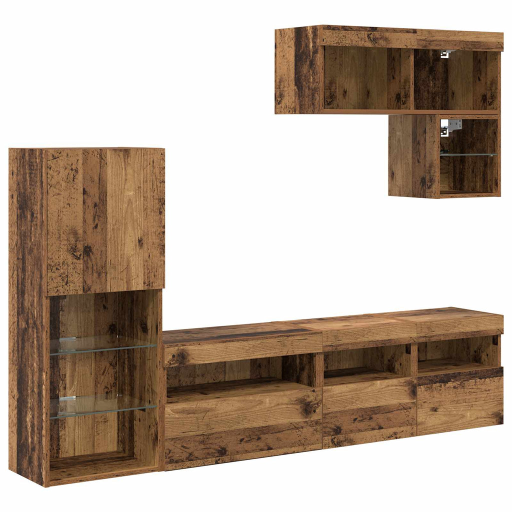 Unidades de pared para TV 6 pcs Madera vieja